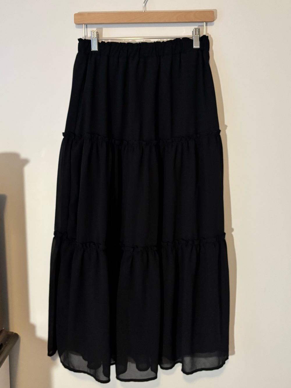 Black Tiered Maxi Skirt - Women's Flowing Skirt